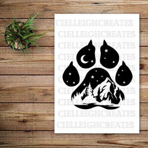 *2 for $20*  Bear claw Mountain Trees Moon Stars vinyl decal Sticker Handcrafted
